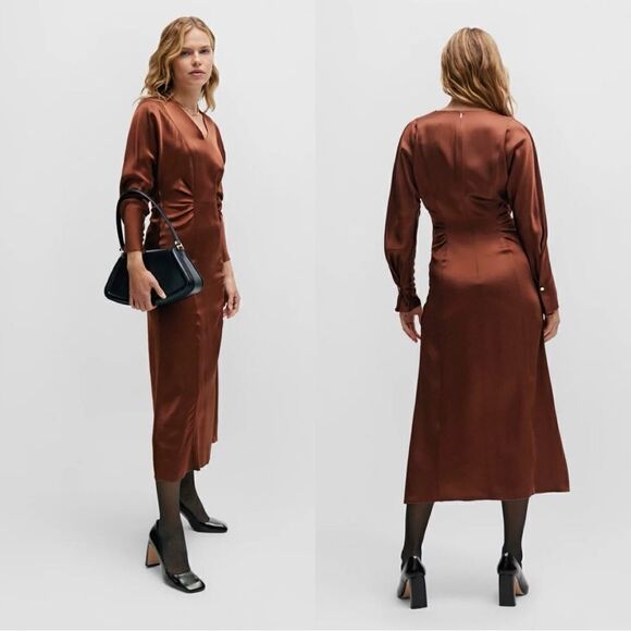 BOSS Gathered Detail Regular Fit Dress - Picture 6 of 11